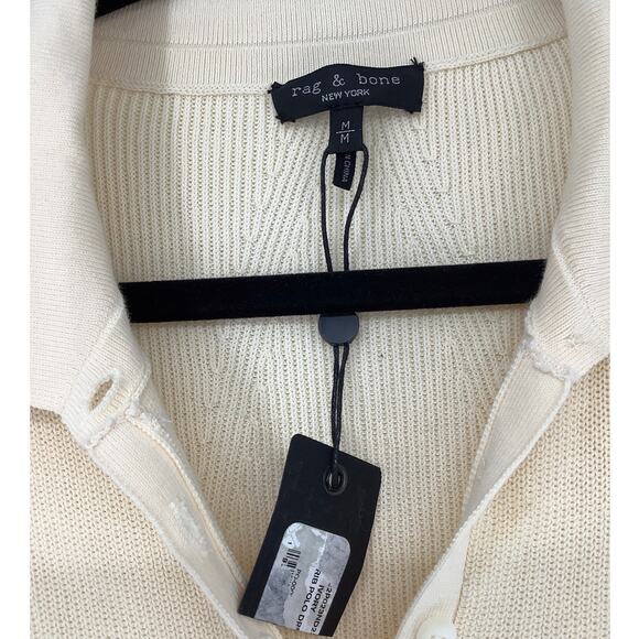 Rag & Bone Women's Medium Ivory Amy Ribbed Knit Polo Dress Short Sleeve K8-9 - Picture 7 of 11